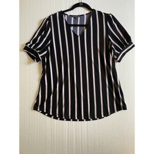 Adrianna Papell Women's Striped Blouse, Size L Business Casual